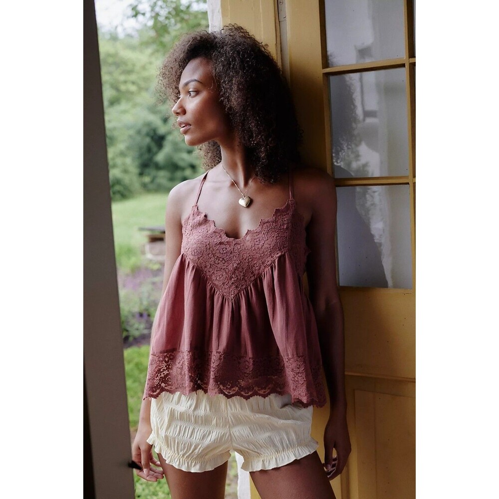 Intimately Free People Fiona Cami Blouse Top Tank Sleeveless Lace Slip XS 288936